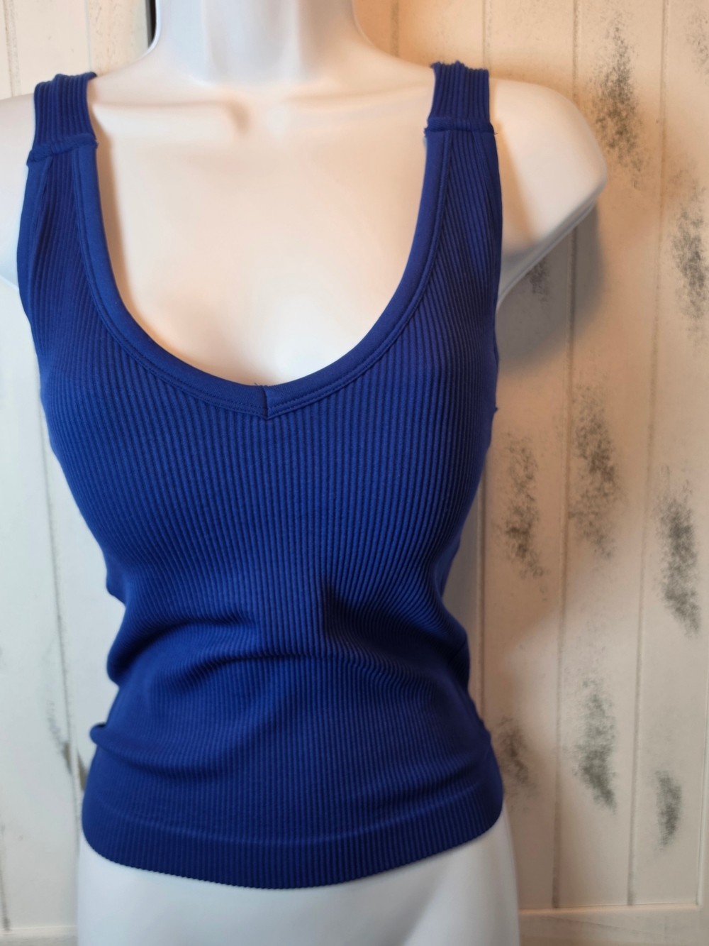 Zenana Brami Ribbed V-Neck Tank Top Royal Blue